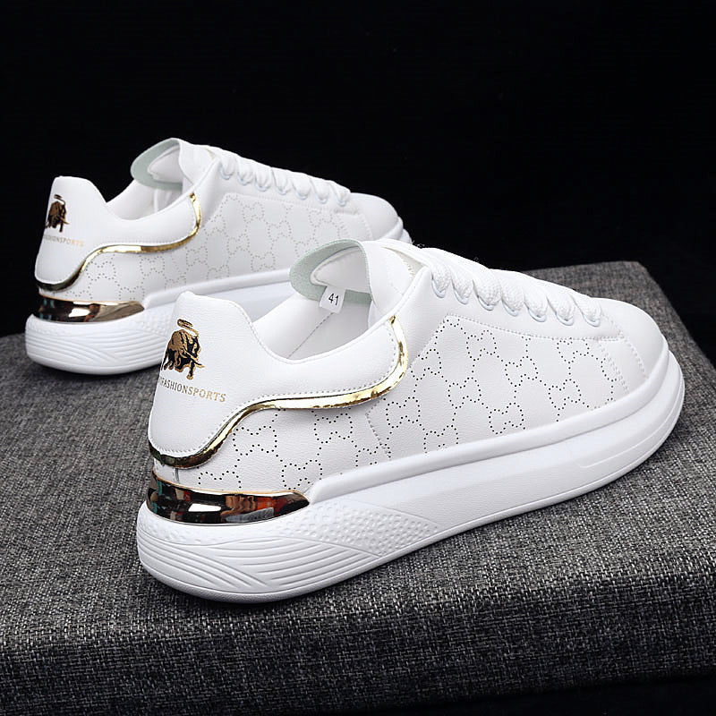 Women's White Thick Soled Casual Lace-Up Sneakers Sports Trainers