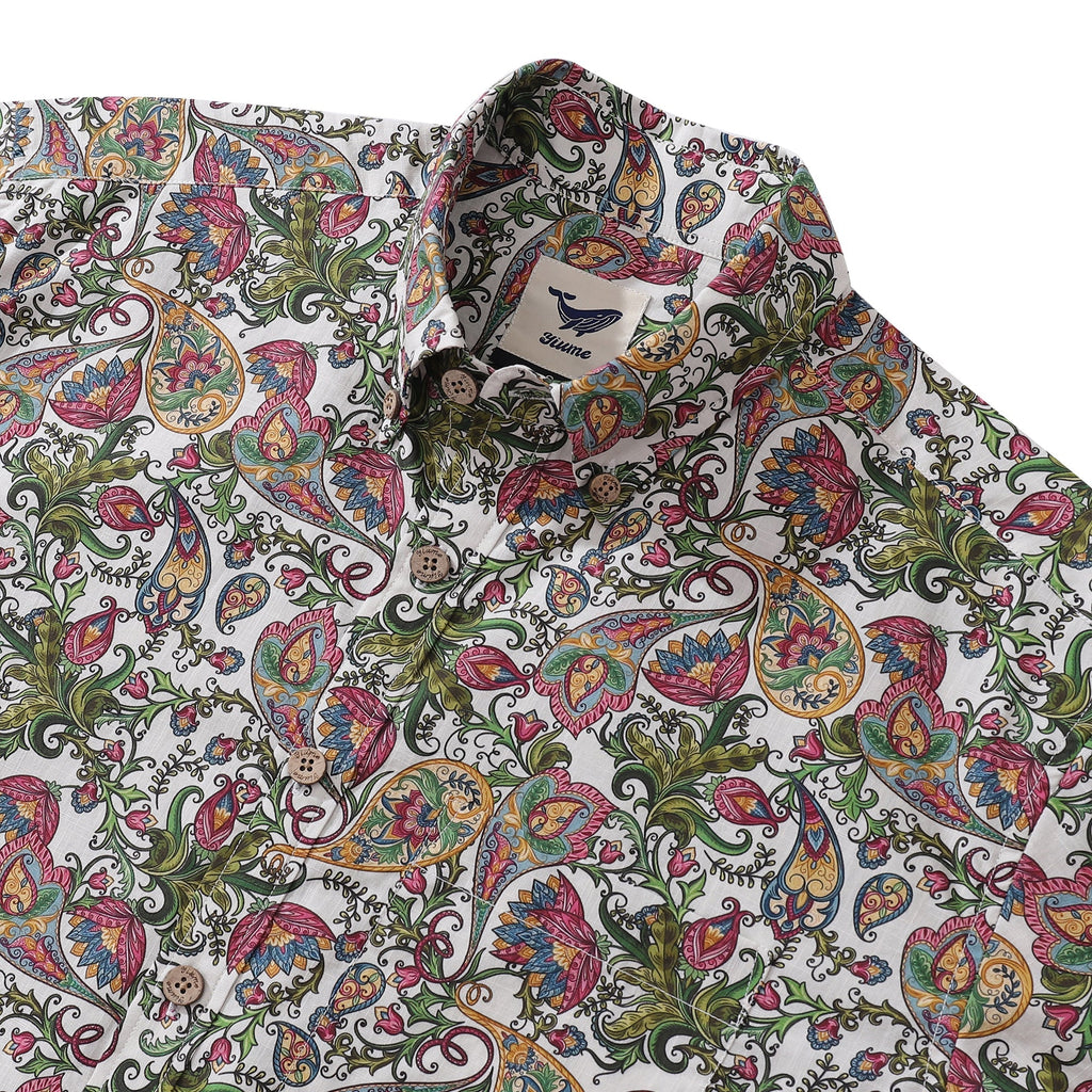 Men's Sophisticated Botanical Romance Cotton Button-Down Shirt