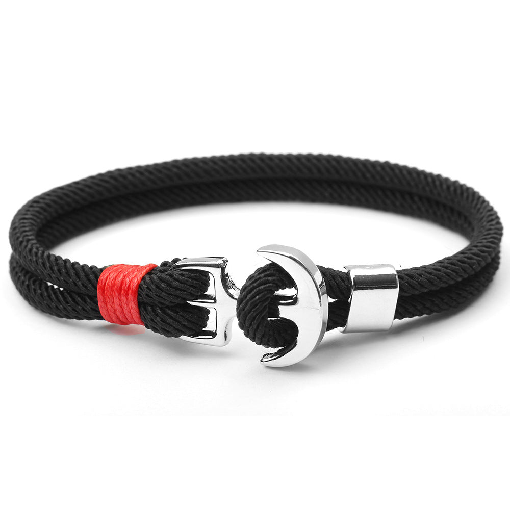 Multilayer Nautical Anchor Rope Charm Bracelet for Men and Women