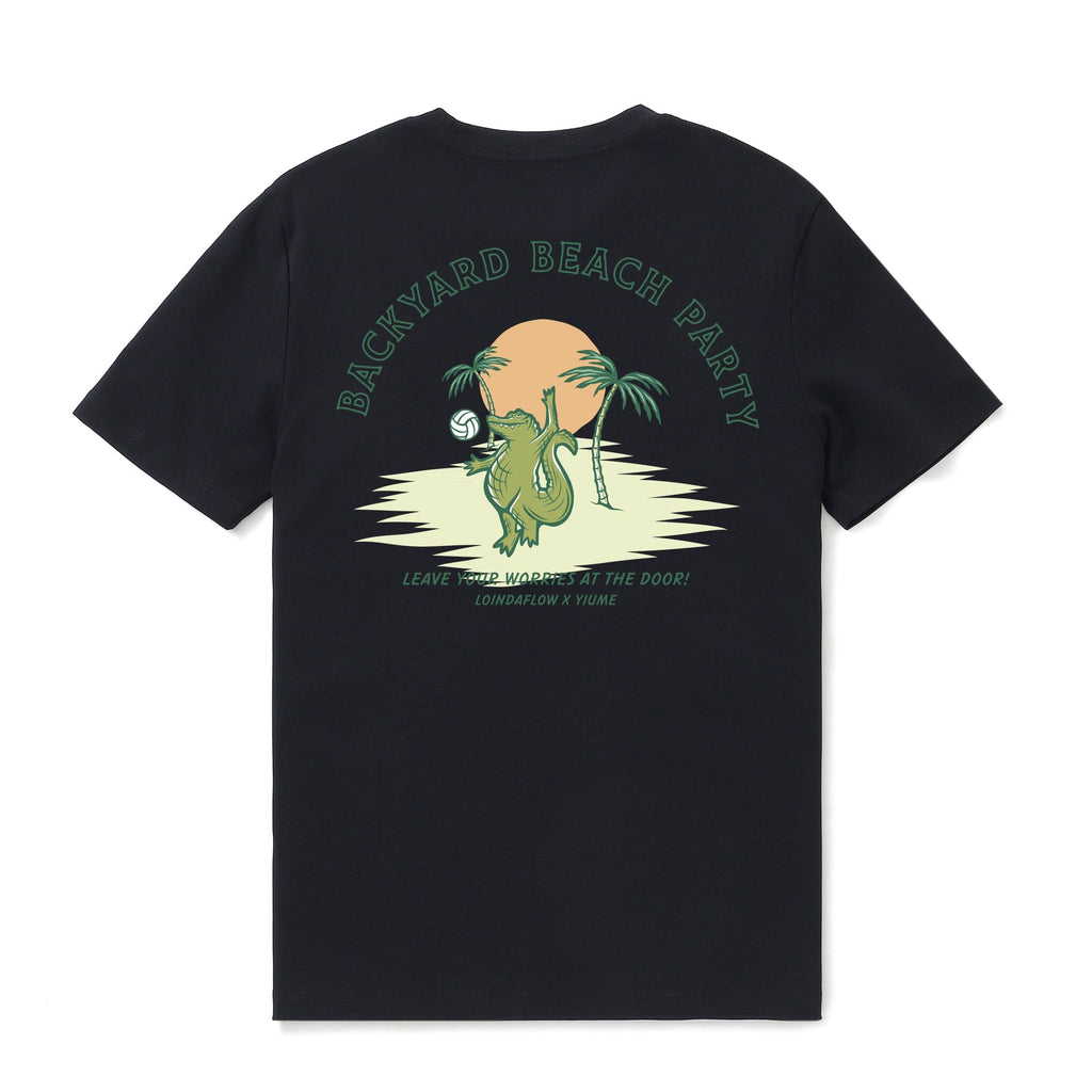 Backyard Beach Party Graphic T-Shirt 100% Cotton Black