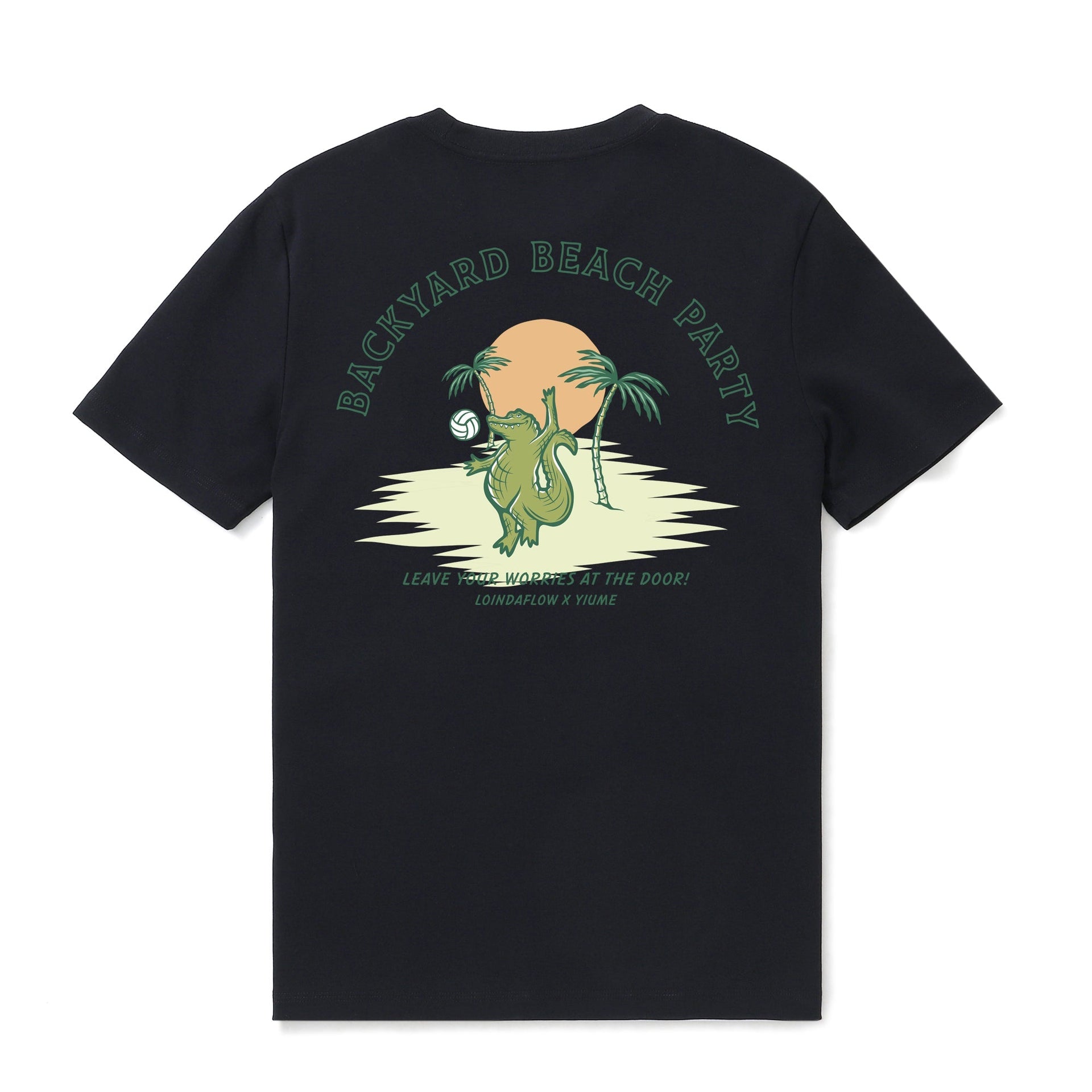 Backyard Beach Party Graphic T-Shirt 100% Cotton Black