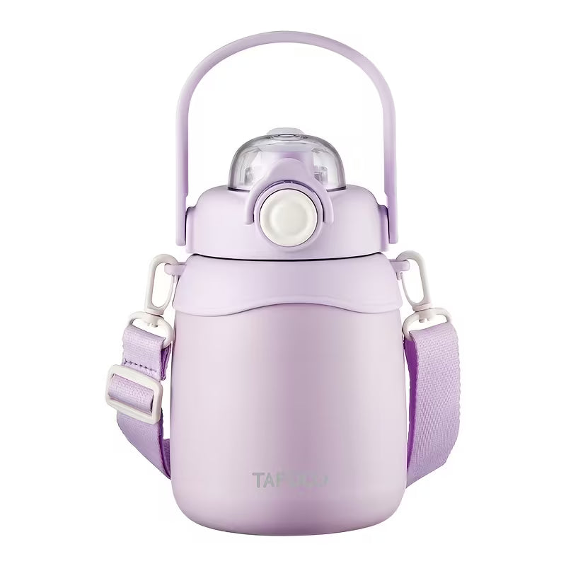 Large Belly Kawaii Insulated Vacuum Water Bottle with Strap