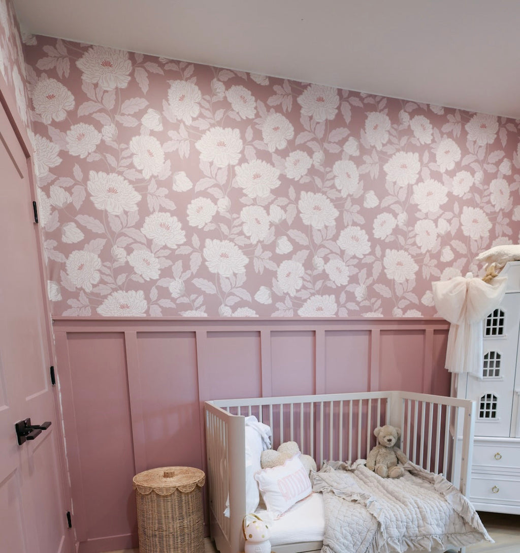 Riley Floral Removable Wallpaper in Cream and Muted Sage Green