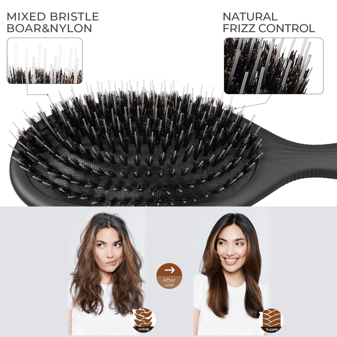 Gentle Natural Boar Bristle Baby Hair Brush - Black Detangler
