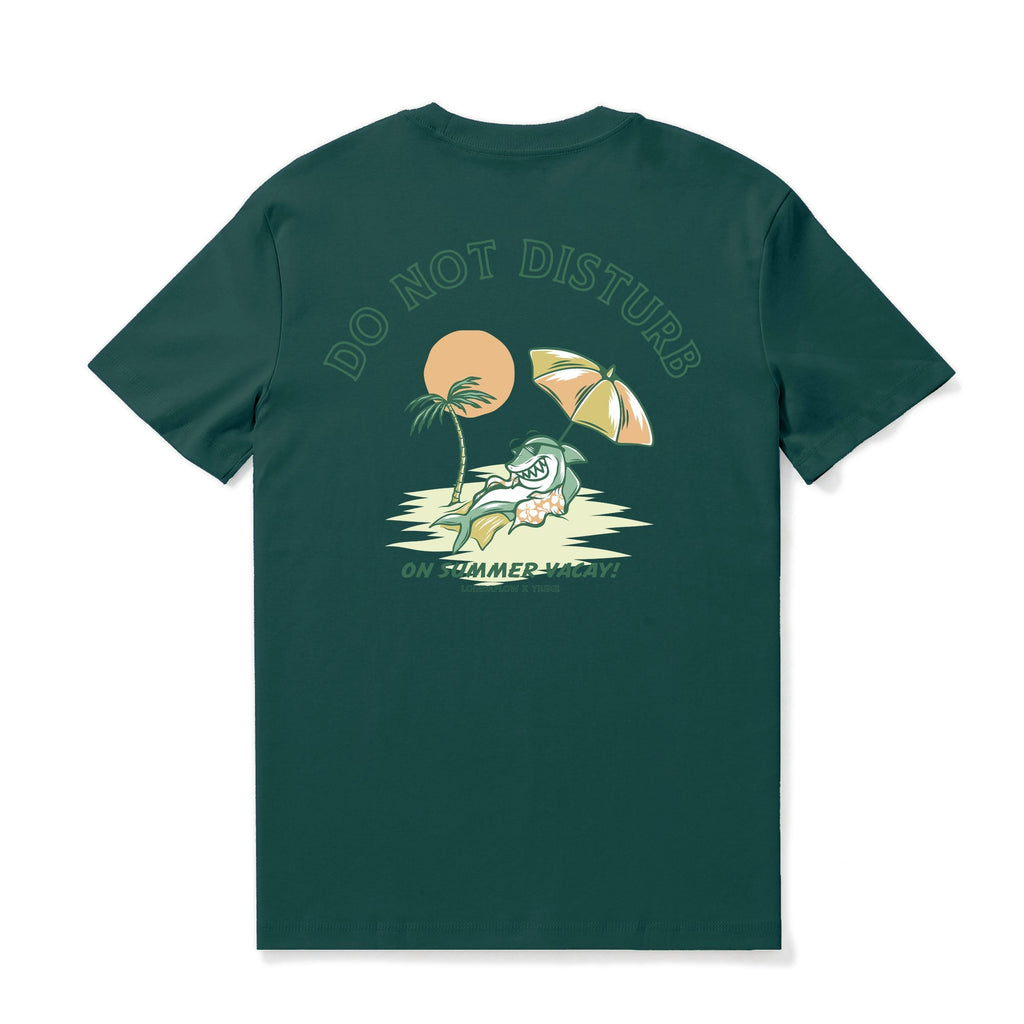 Dark green crew neck t-shirt with Do Not Disturb graphic