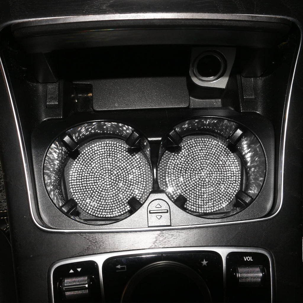 2PCS Glamorous Crystal Rhinestone Car Cup Holder Coasters - 2.75"