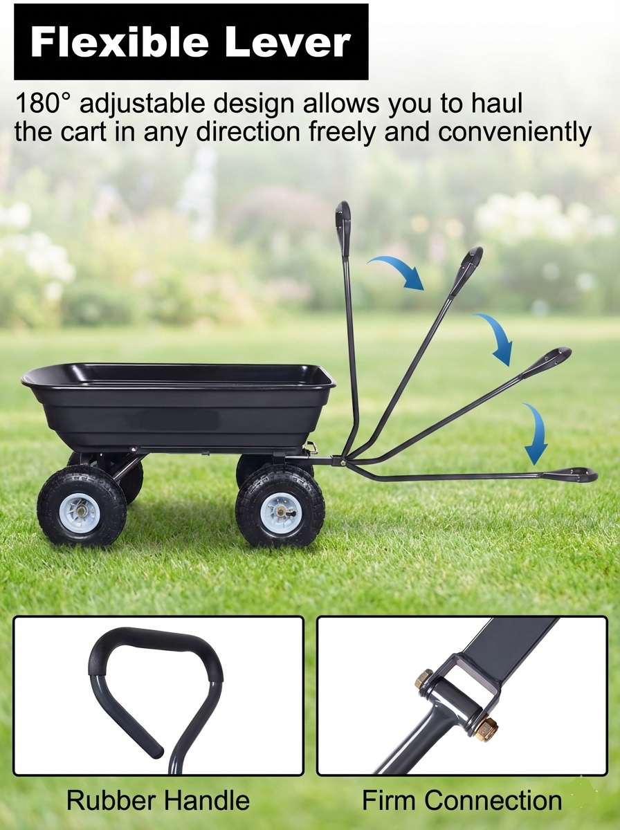 Heavy Duty Garden Dump Cart, 600 lb Capacity, All-Terrain Utility