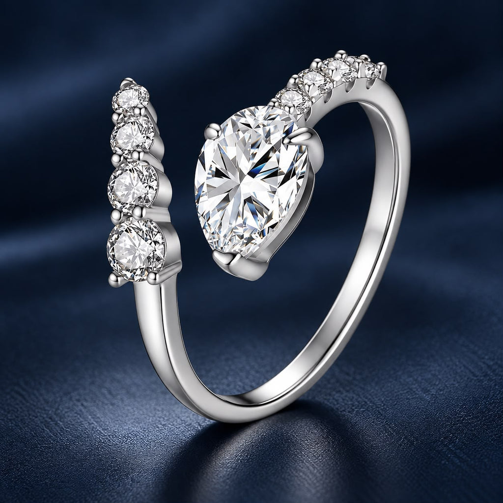 925 Sterling Silver White Gold Plated 1.5ct Moissanite Size E Ring for Women