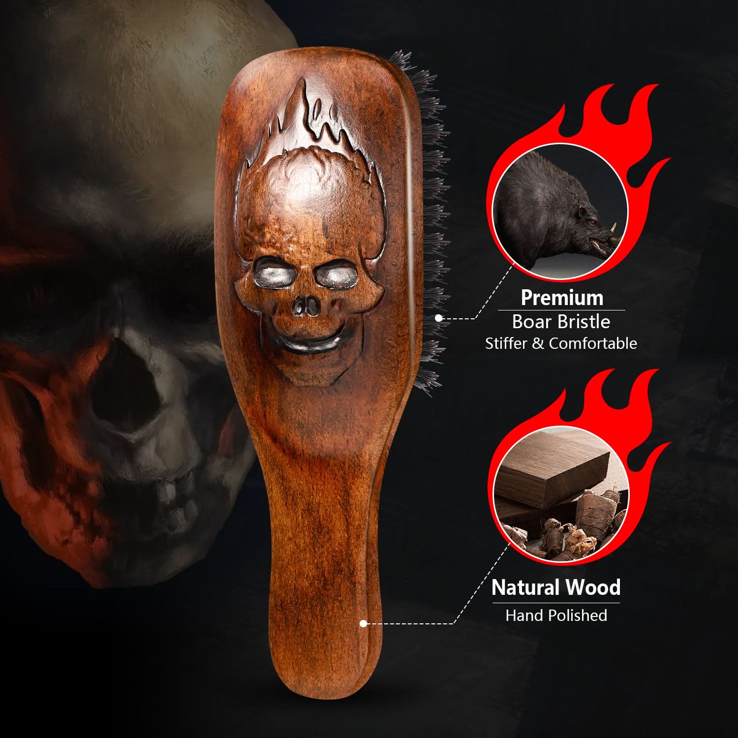 Inferno Styler Military Beard and Hair Brush Professional Grade