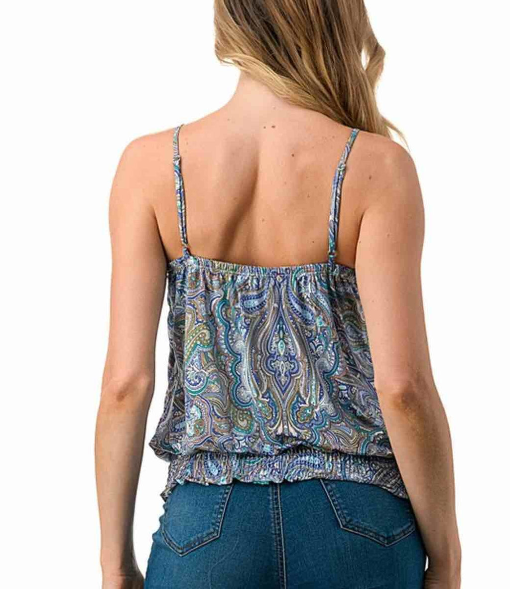 Payton Paisley Tank Top - Multi Relaxed Boho Sleeveless Scoop Neck