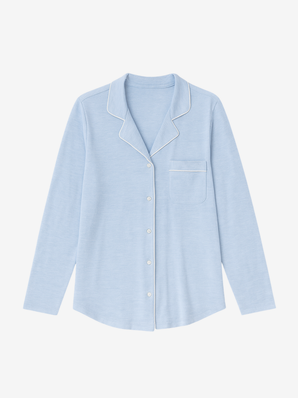 Donna Moisture-Wicking Long Sleeve Pajama Shirt in Light Blue - Image 2