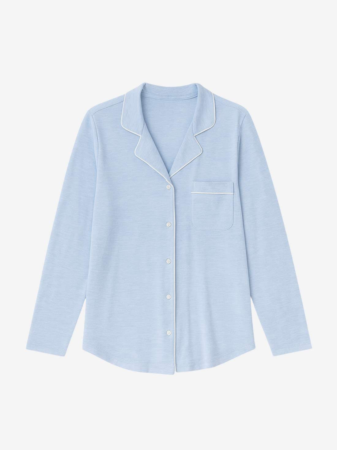 Donna Moisture-Wicking Long Sleeve Pajama Shirt in Light Blue - Image 2