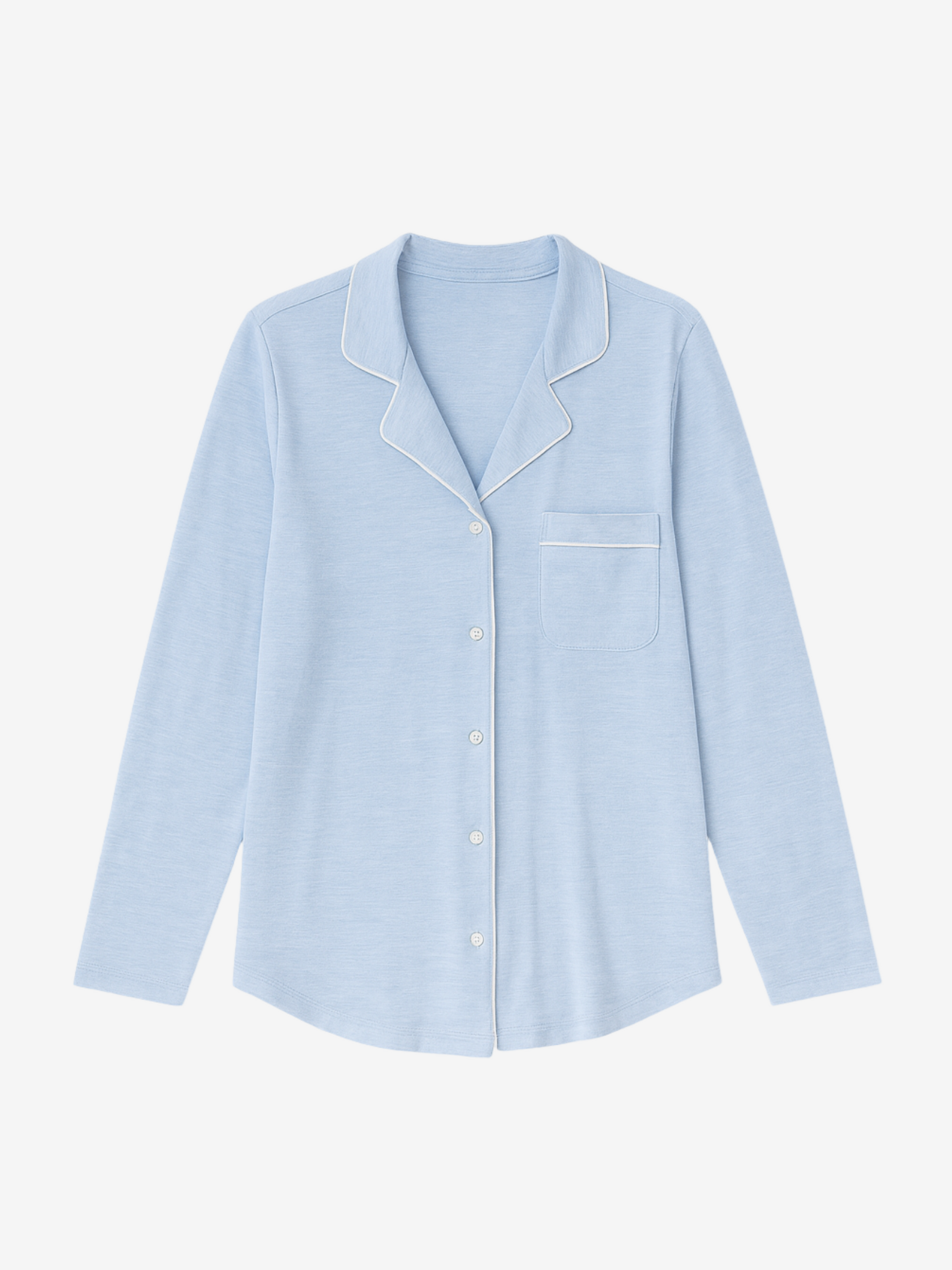 Donna Moisture-Wicking Long Sleeve Pajama Shirt in Light Blue - Image 2