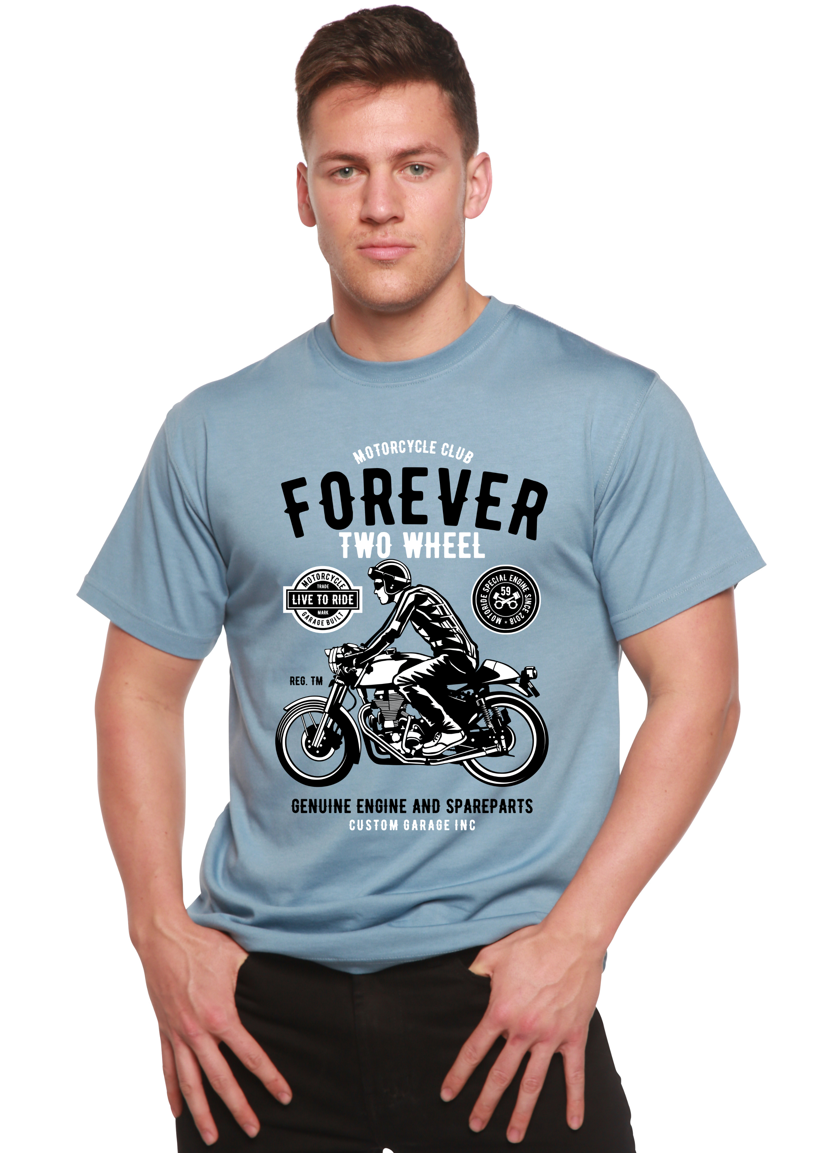 Forever Two Wheel Men's Bamboo Viscose/Organic Cotton Short Sleeve Graphic T-Shirt