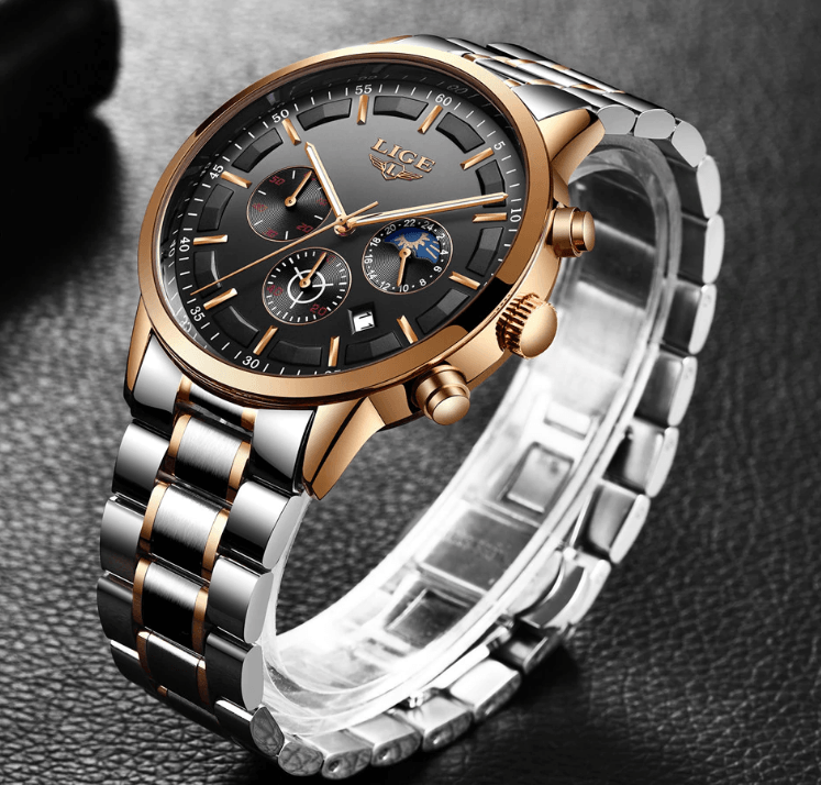 Men's Waterproof Chronograph Watch with Date Display & Luxury Dial