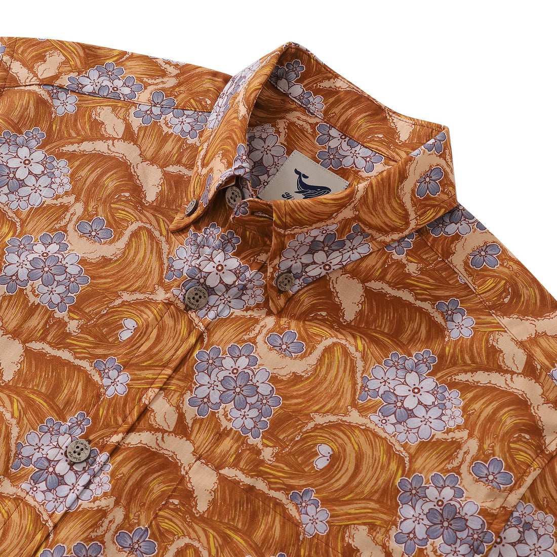 Men's Sakura Sea Print Cotton Short Sleeve Aloha Shirt