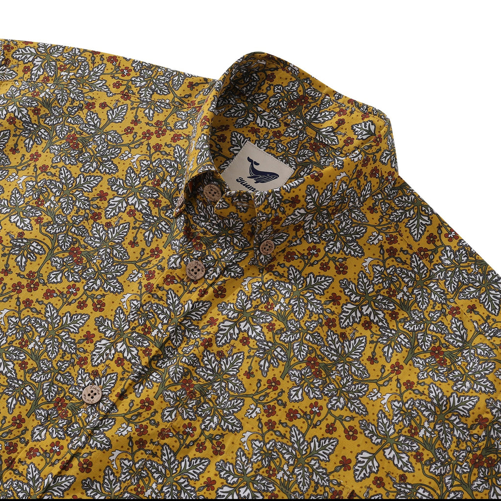 Men's Heritage Floral Leaf Print Short Sleeve Cotton Shirt