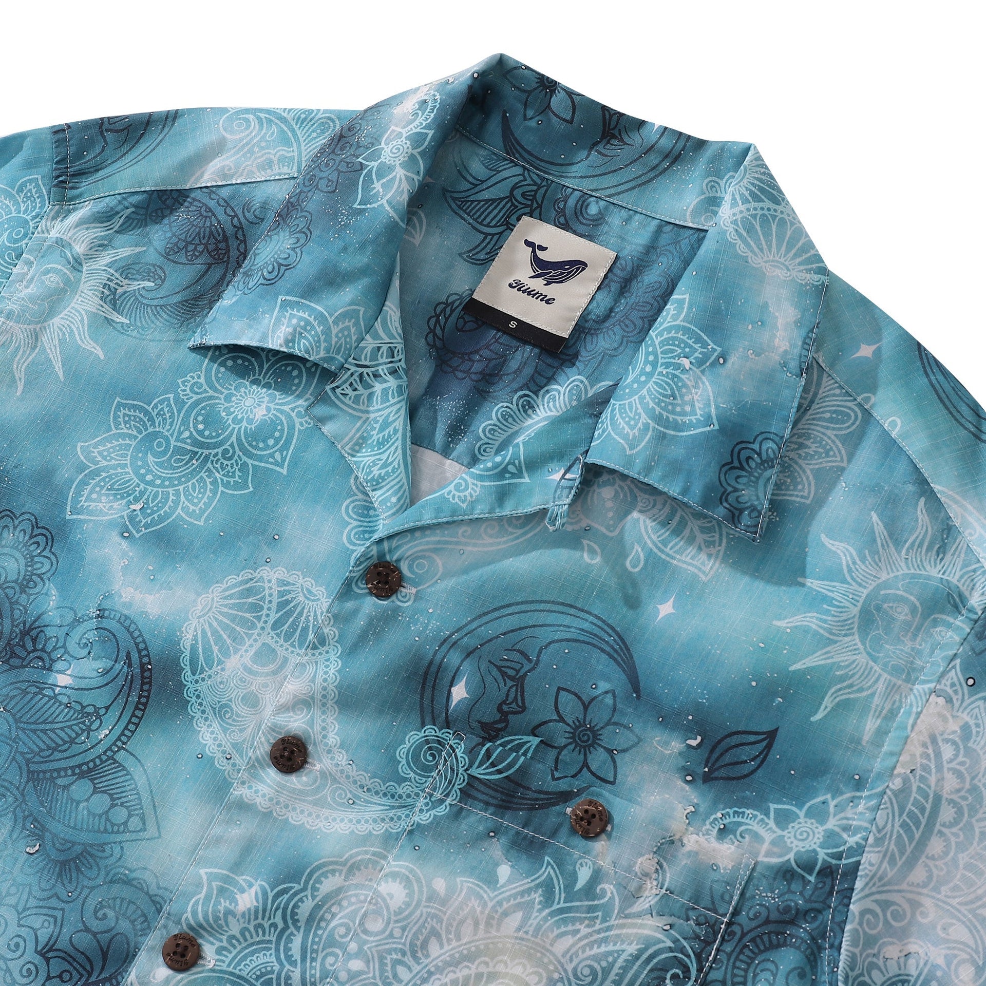 Men's Paisley Print Hawaiian Shirt, 100% Cotton Camp Collar Top