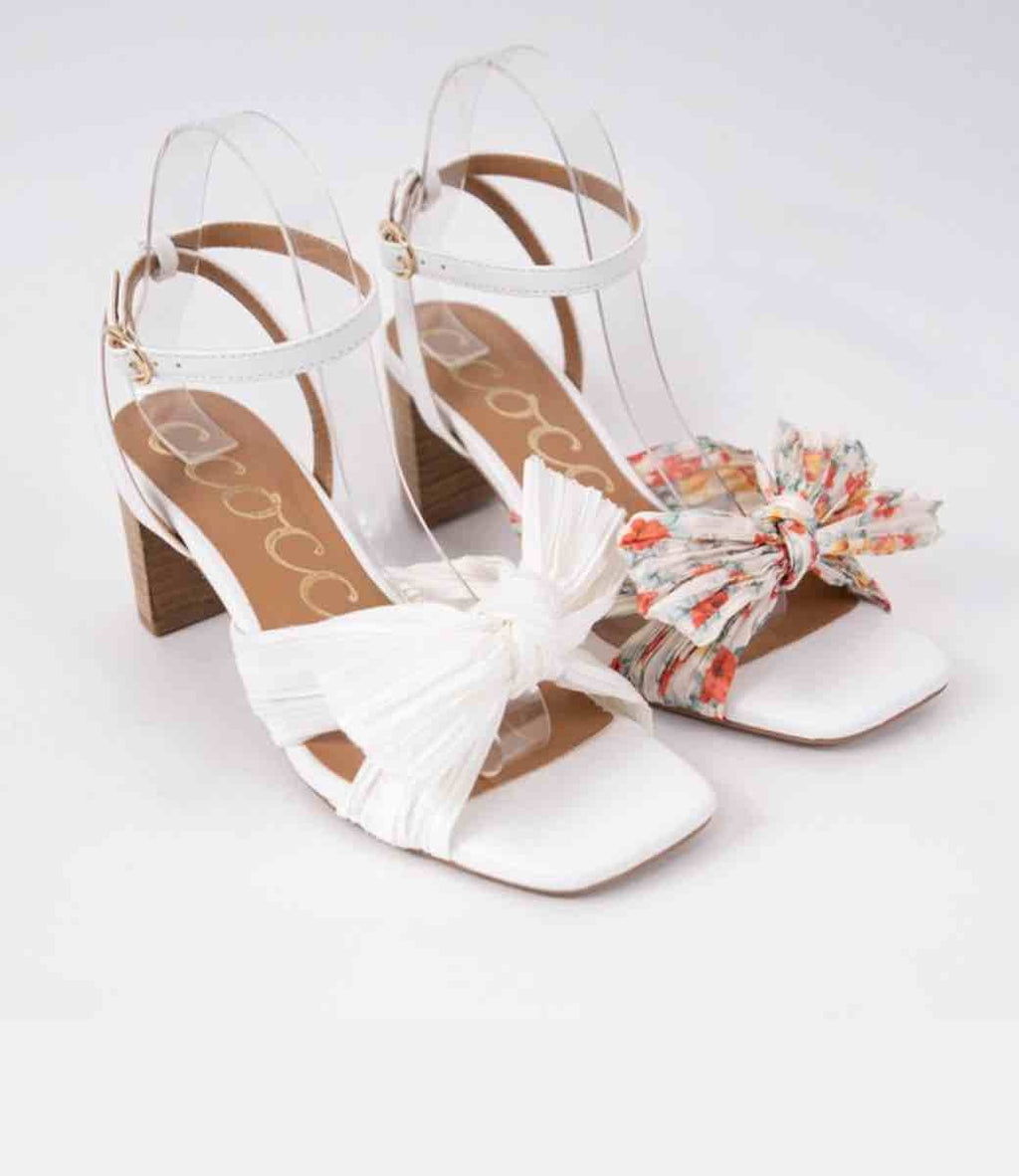 Cara Floral Heel featuring a white base with floral-multi patterns and a 2.75 inch heel