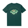 Dark green crew neck t-shirt with Takin It Slow graphic print