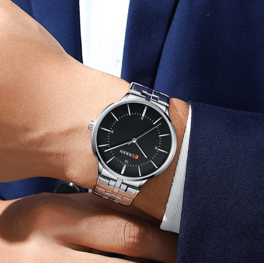 Men's Slim Waterproof Watch with Shining Link Bracelet