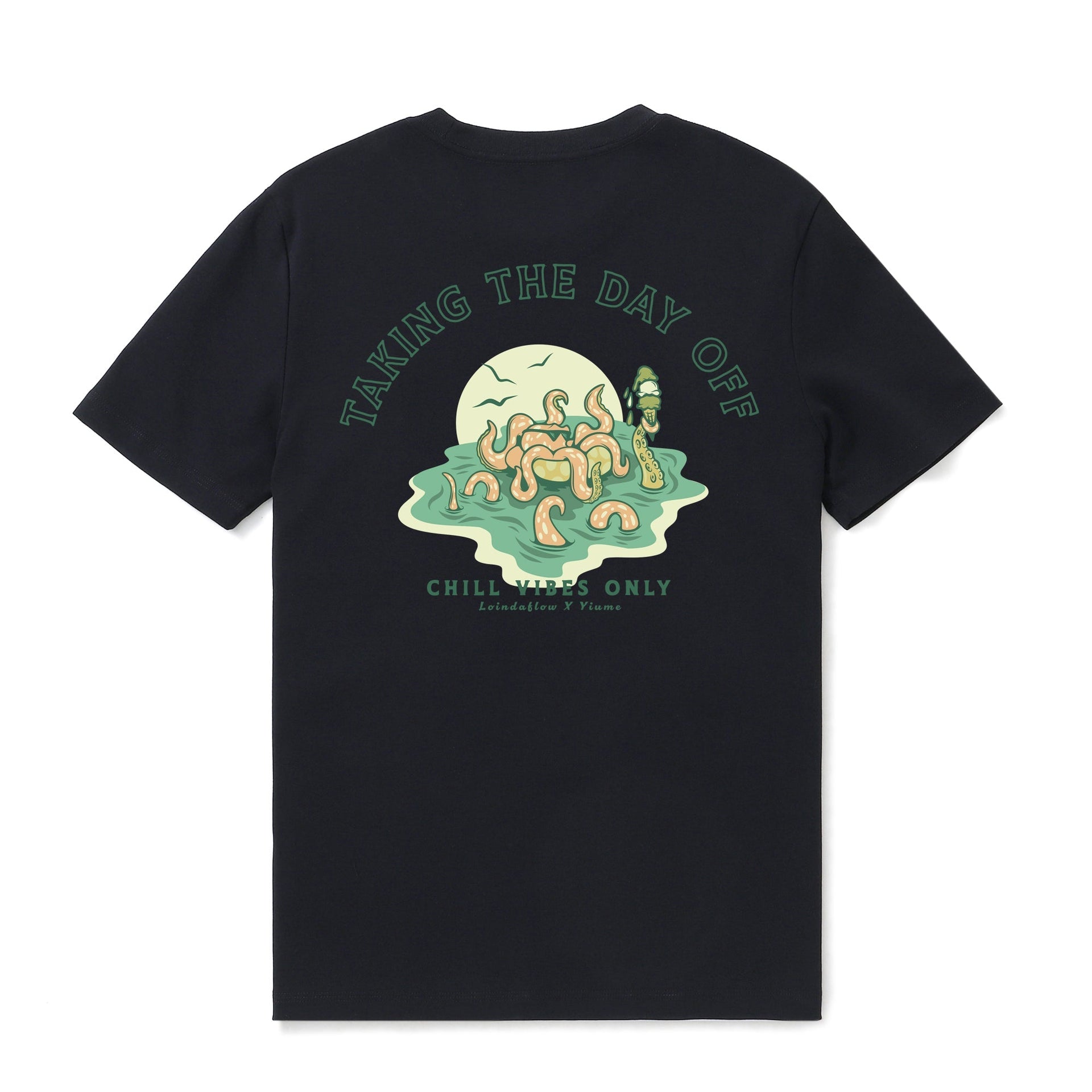 Taking The Day Off Graphic Crew Neck T-Shirt 100% Cotton Black
