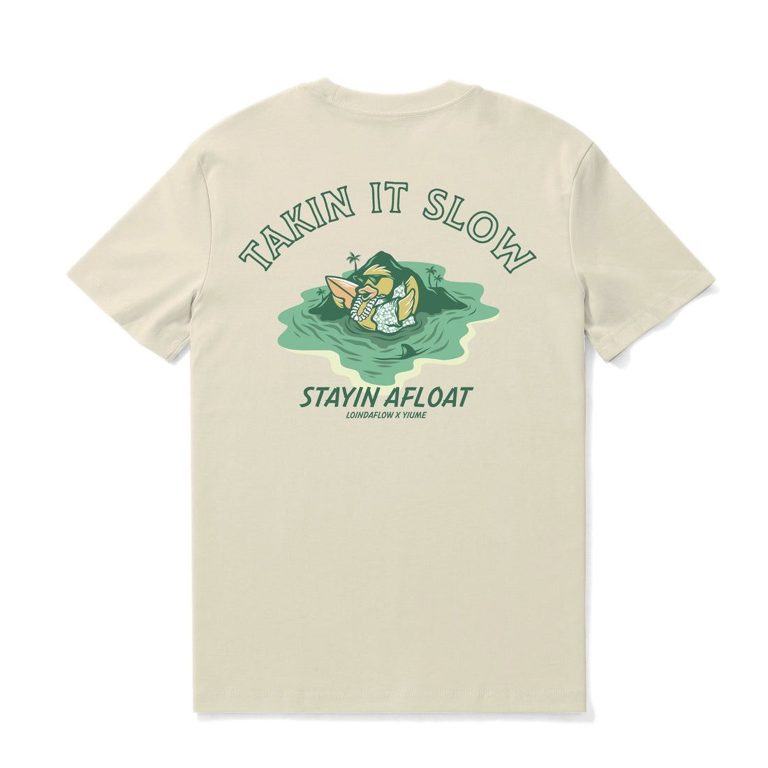 Takin It Slow Graphic Crew Neck T-Shirt in Beige