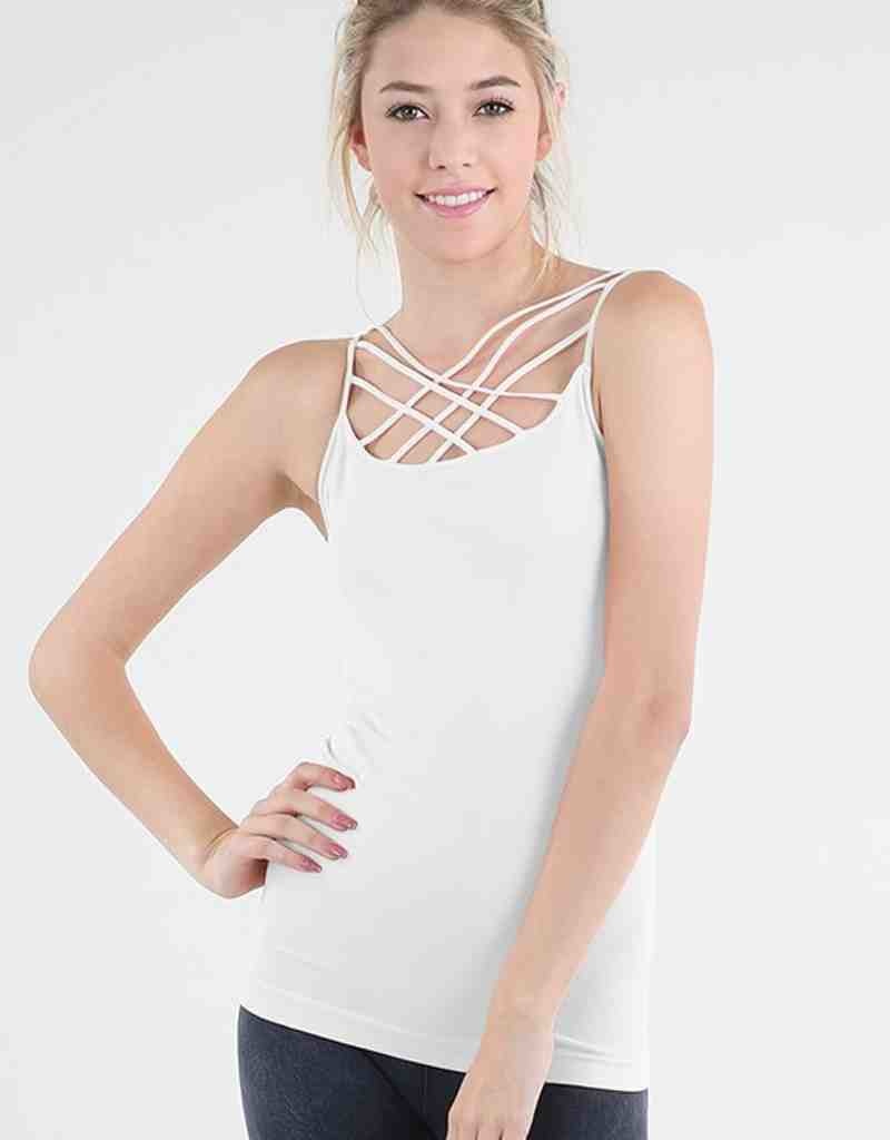 Triple Cross Strap Camisole in Black or White