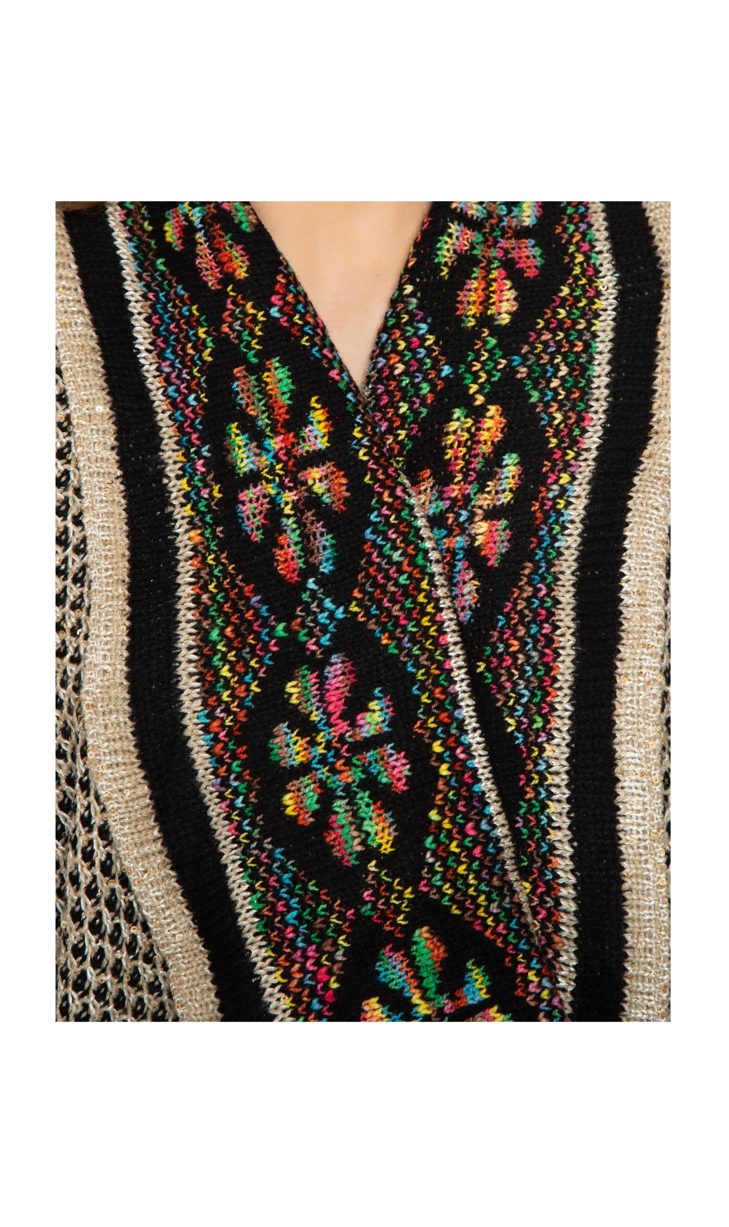 Women's Fringed Jacquard Long Cardigan Open Front Knit Sweater