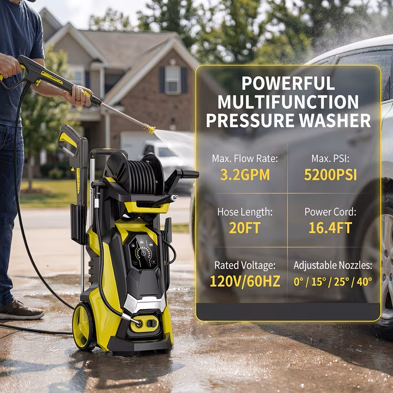 4500 PSI Electric Pressure Washer with Foam Cannon and Hose Reel