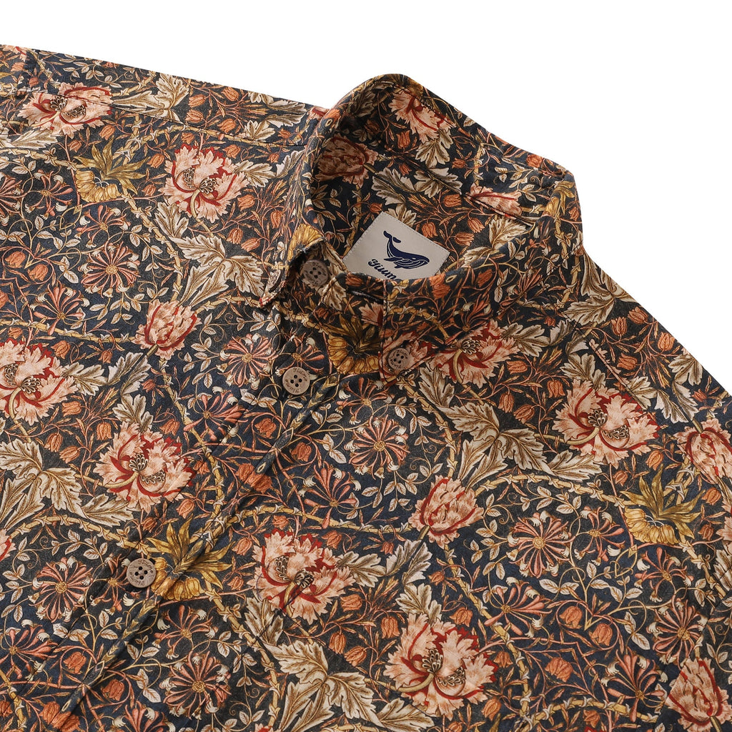 Vintage Hawaiian Shirt Matabie Floral Print Cotton Aloha Button-down