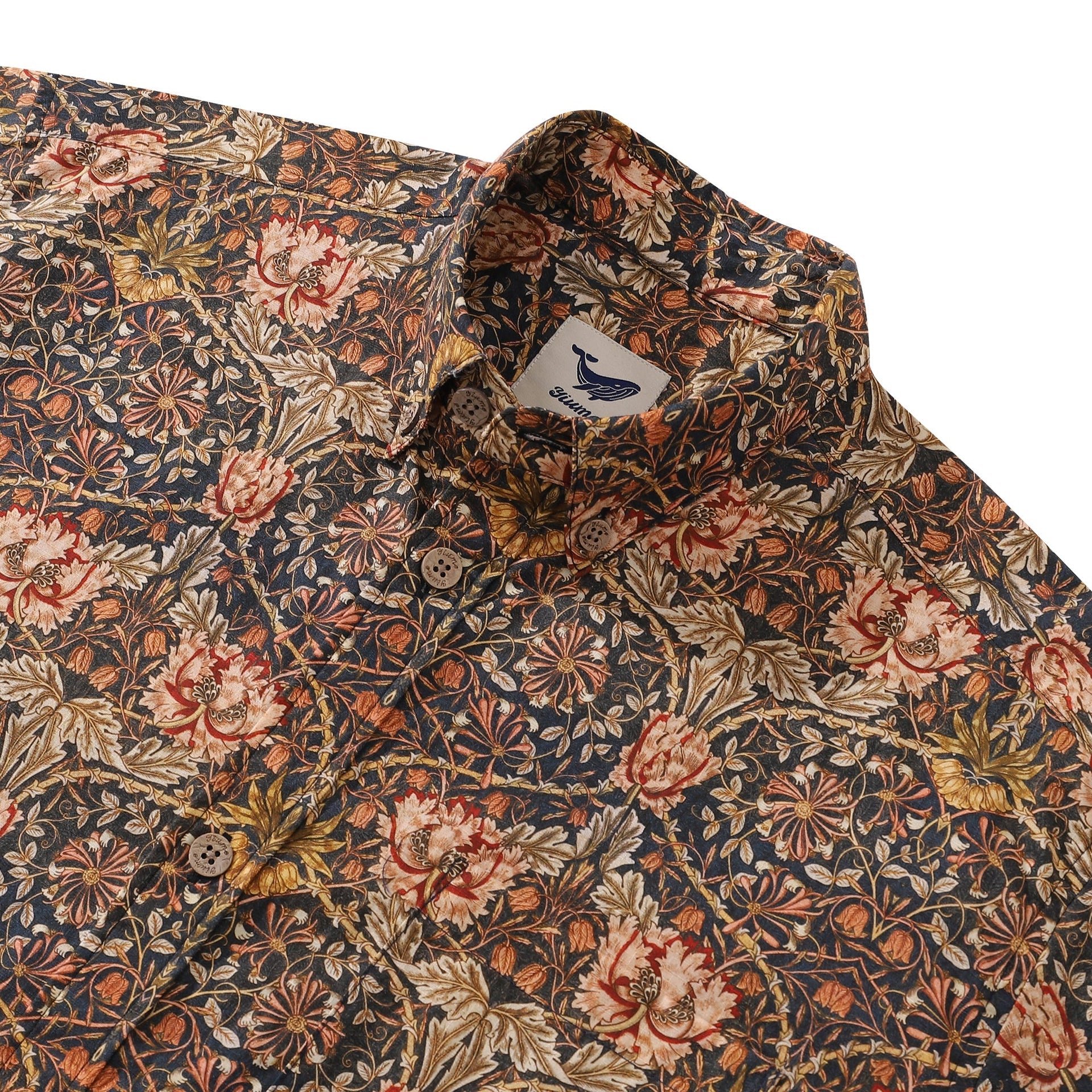 Vintage Hawaiian Shirt Matabie Floral Print Cotton Aloha Button-down
