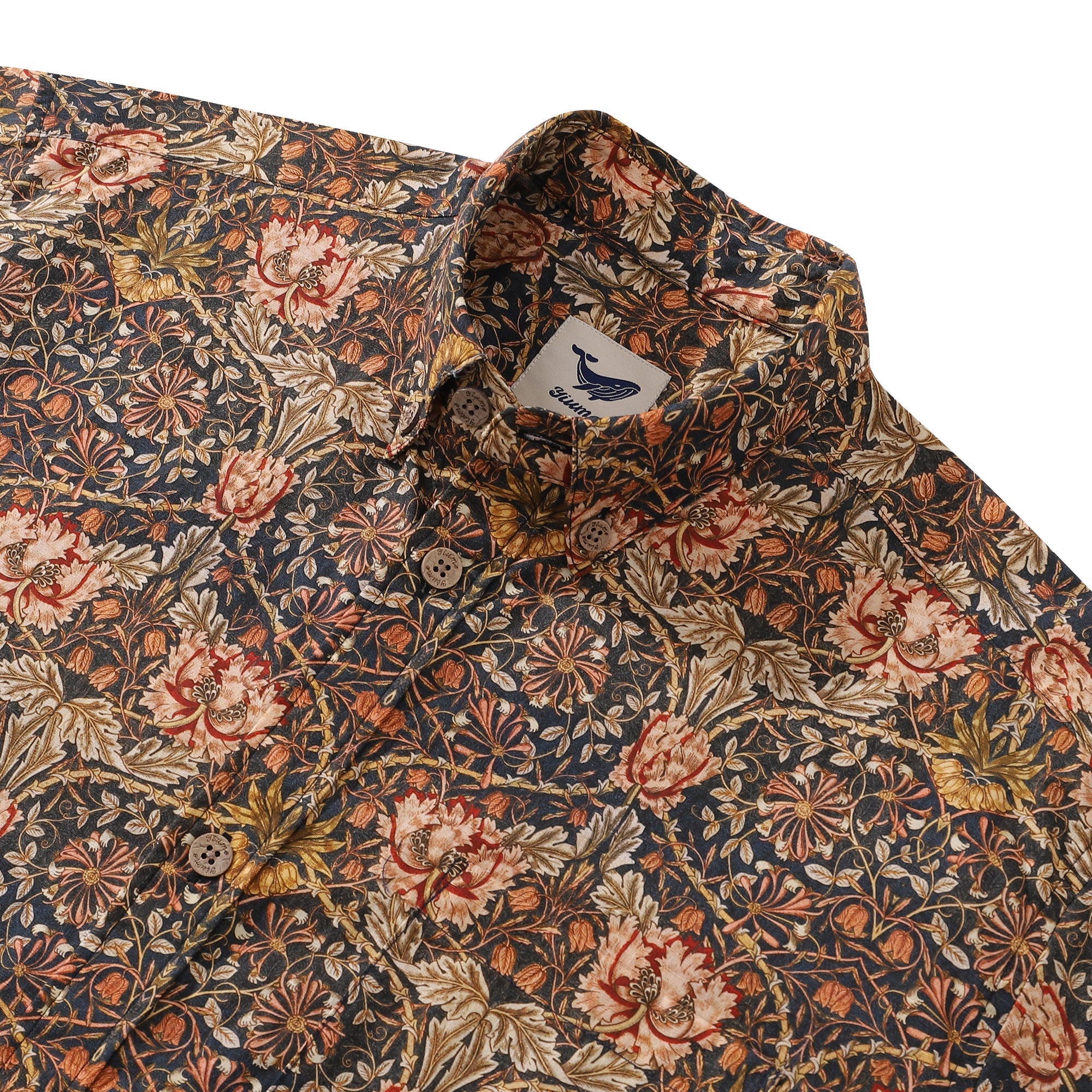Vintage Hawaiian Shirt Matabie Floral Print Cotton Aloha Button-down