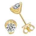 Gold & Silver Claw Stud Earrings with Moissanite