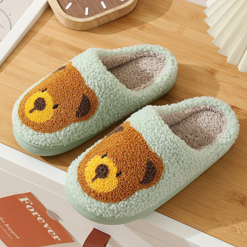 Whimsical Smiley Face Plush Slippers – Warm Knit House Shoes