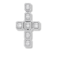 Men's 2" Large Baguette Cross Pendant CZ Solid Real 925 Sterling Silver