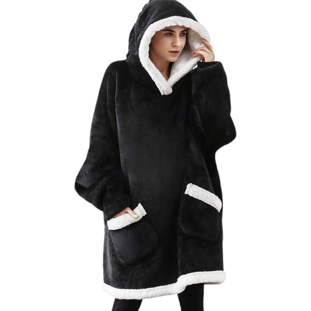 Oversized Fleece Wearable Blanket Hoodie with Pocket for Lounging