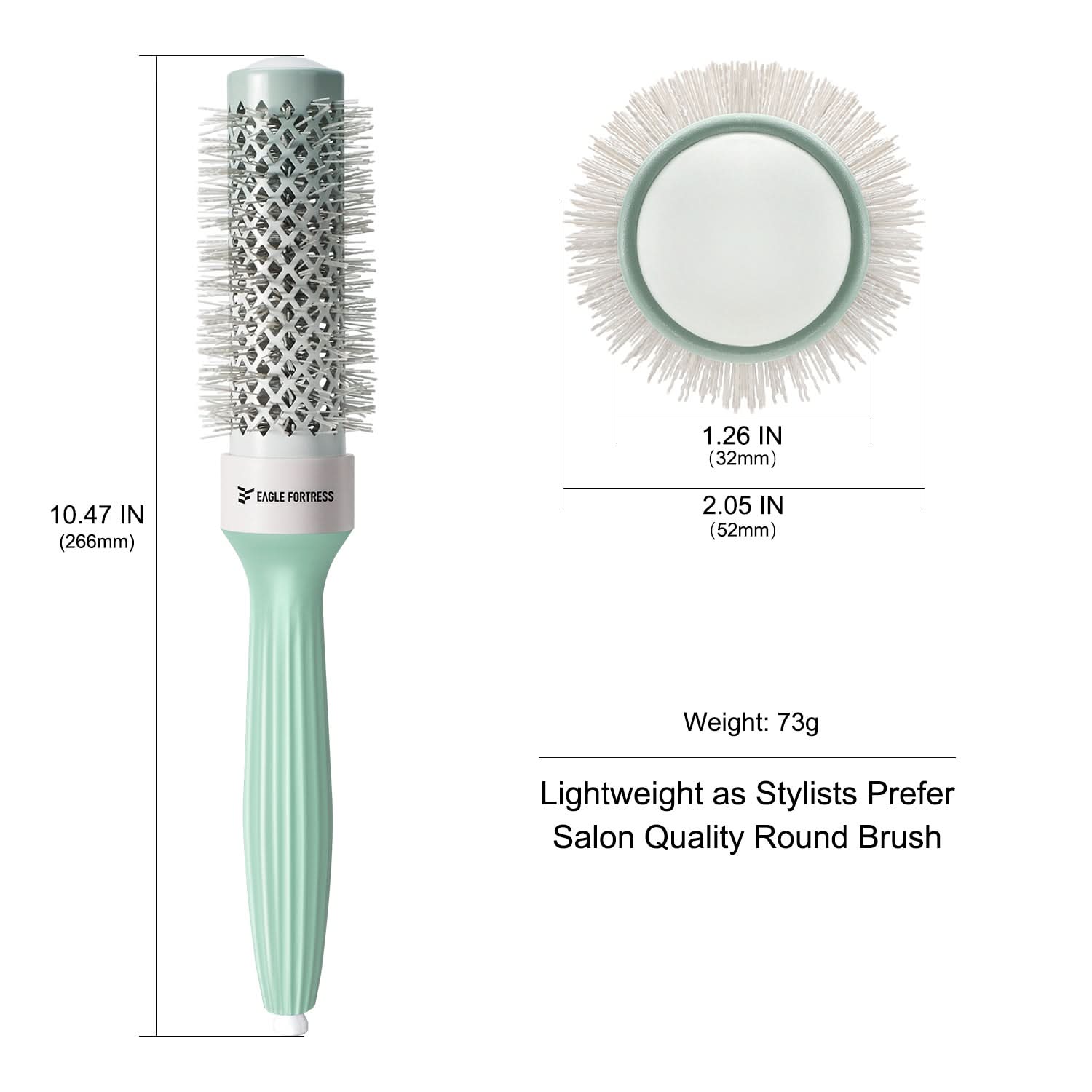 Professional 1.26in Round Hair Brush in Mint Green and White