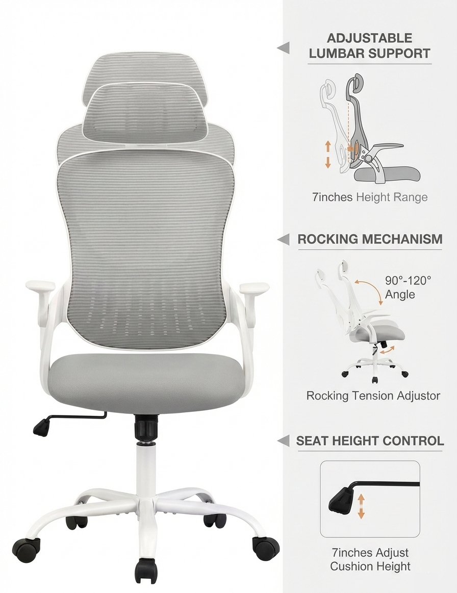 Ergonomic High-Back Mesh Office Chair with Lumbar Support