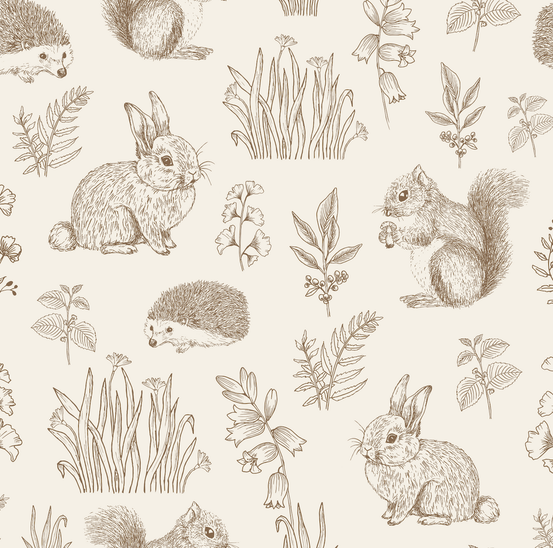 Ember Whimsical Cottagecore Removable Wallpaper - Cream & Blue