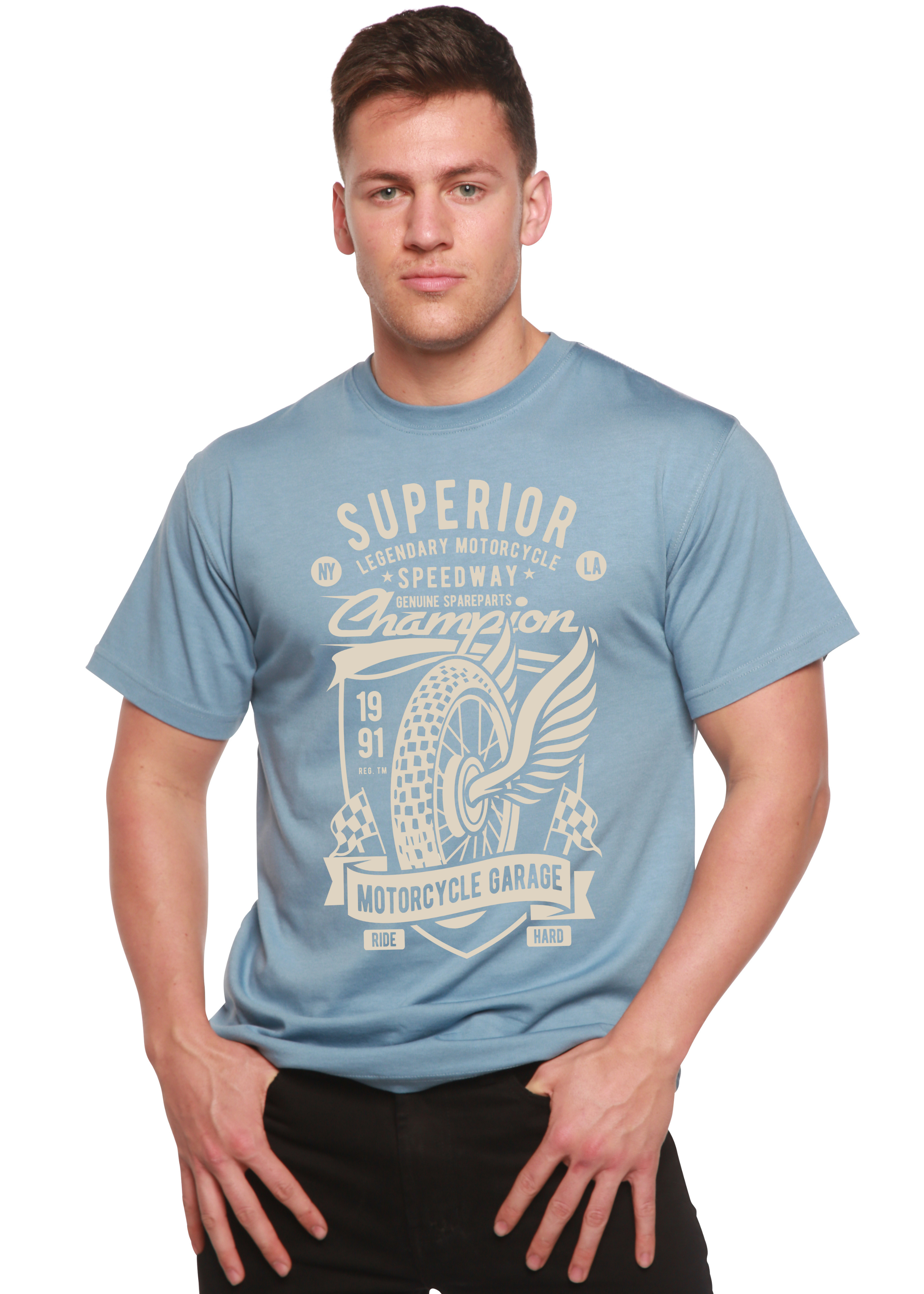 Superior Motorcycle Spun Bamboo® Men's Bamboo Viscose/Organic Cotton Short Sleeve Graphic T-Shirt