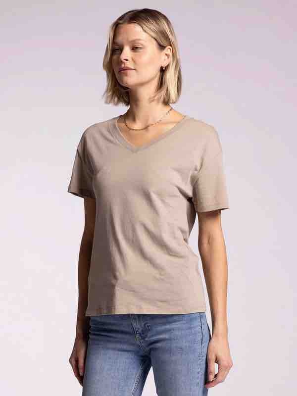 Luca Tee - Golden Tan V-Neck Relaxed 100% Cotton Shirt