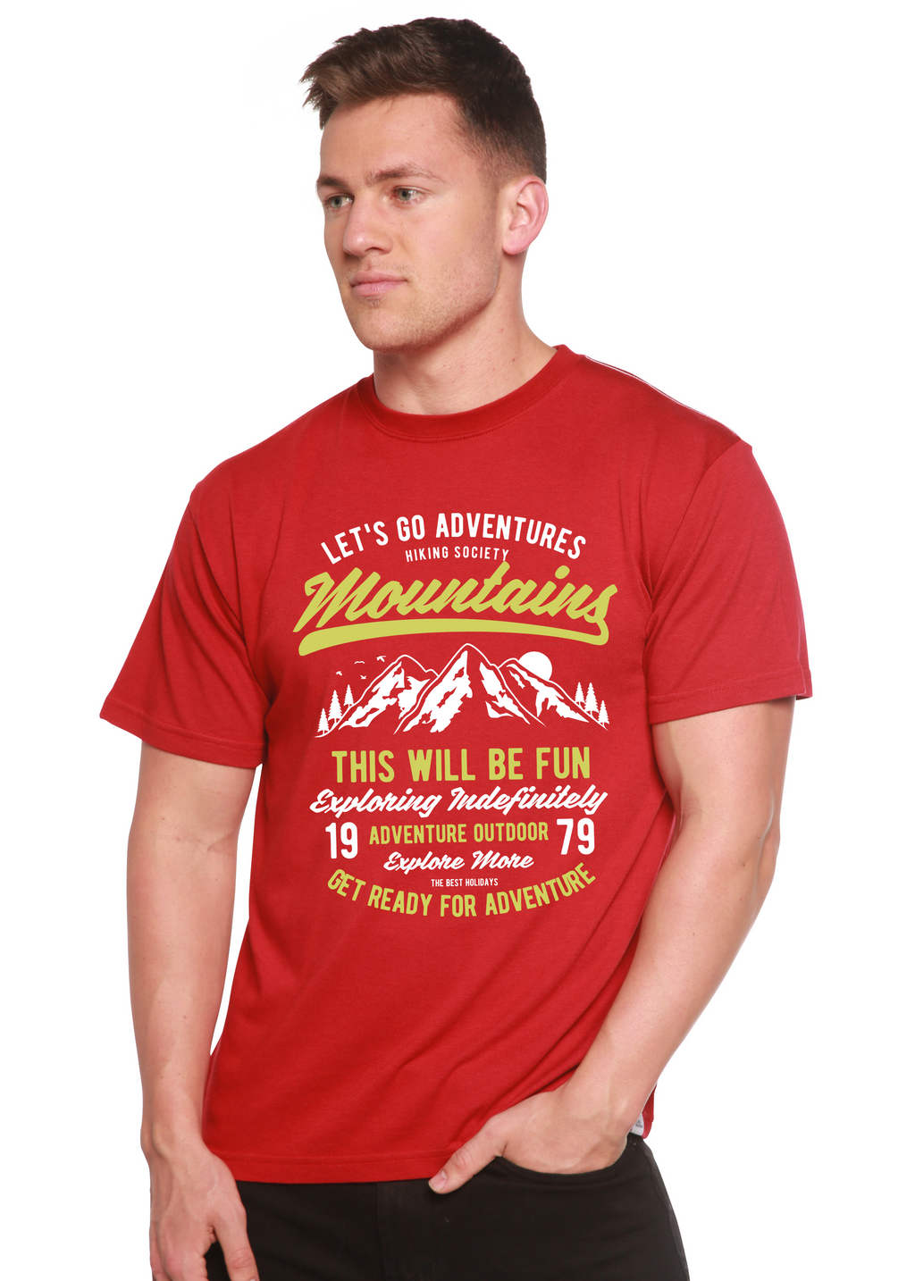 Let's Go Adventure Men's Bamboo Viscose/Organic Cotton Short Sleeve Graphic T-Shirt