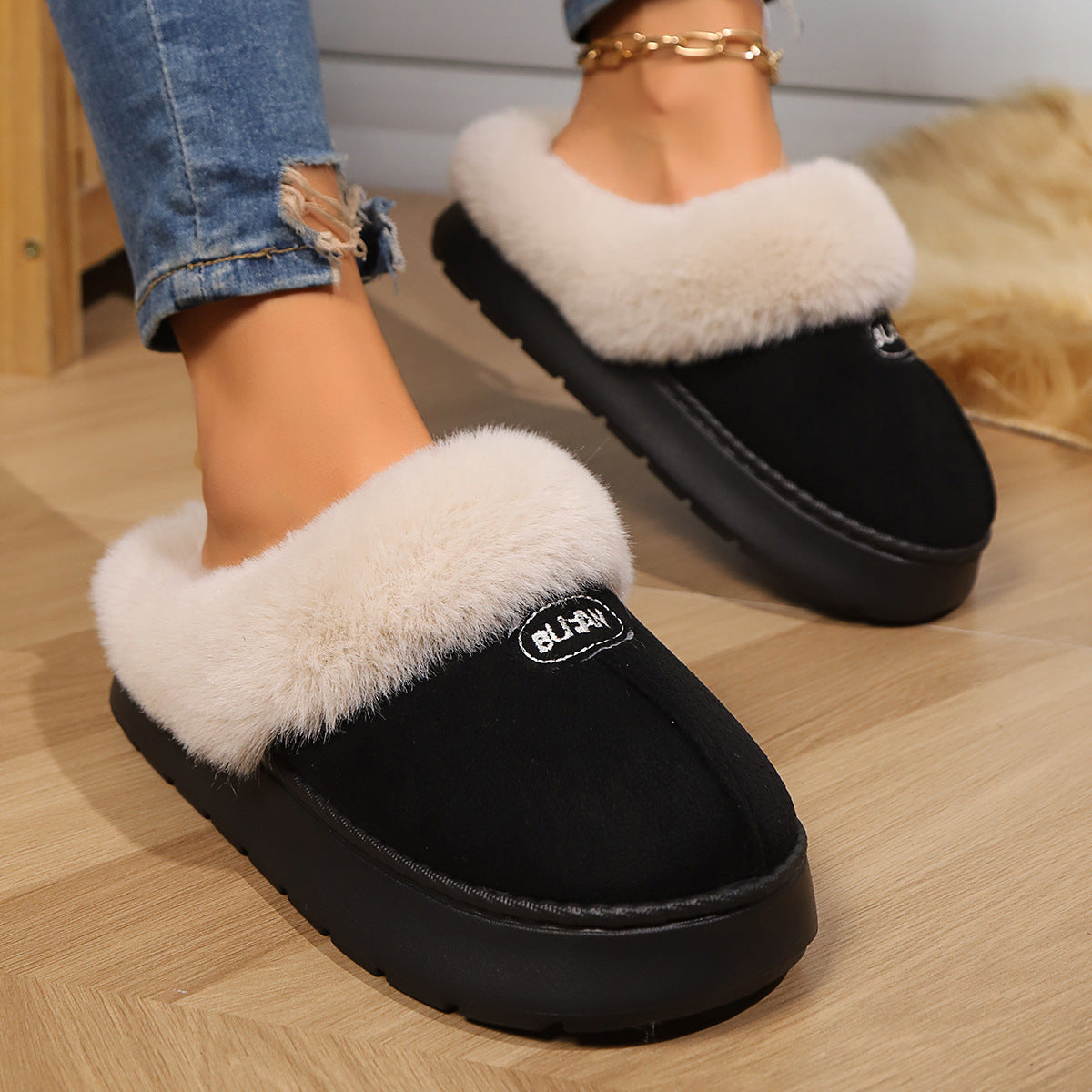 Women’s Memory Foam Suede Plush Slippers - Cozy Indoor Shoes