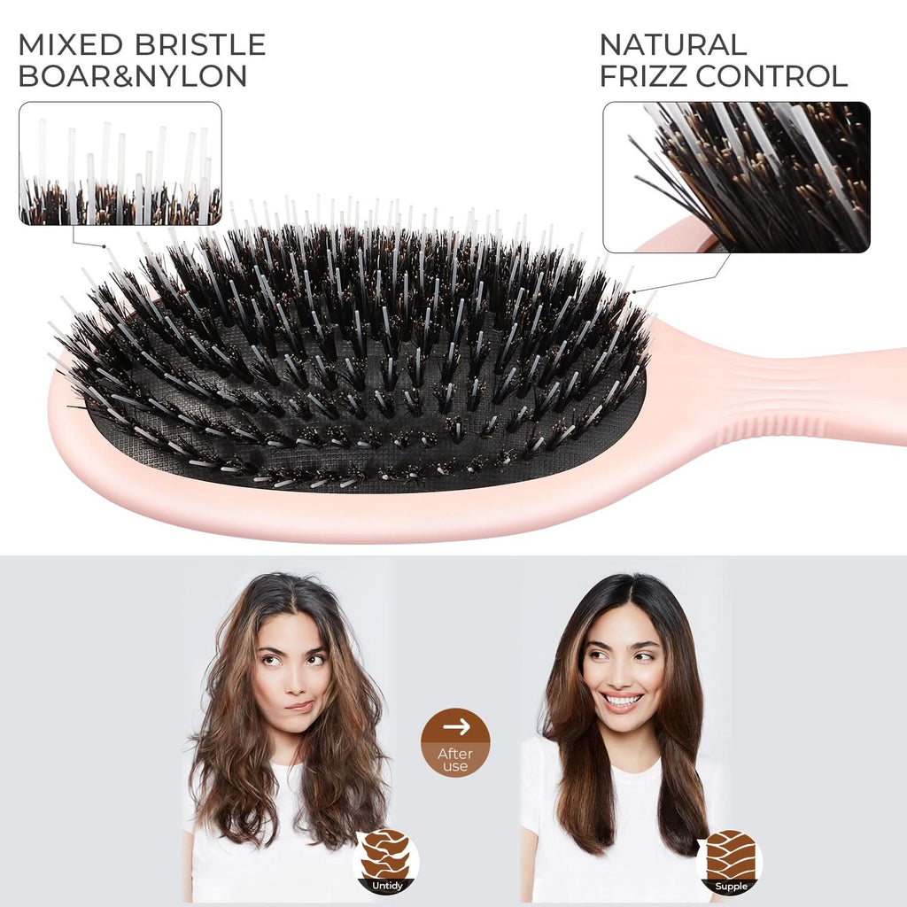 Gentle Natural Boar Bristle Baby Hair Brush - Pink Detangler
