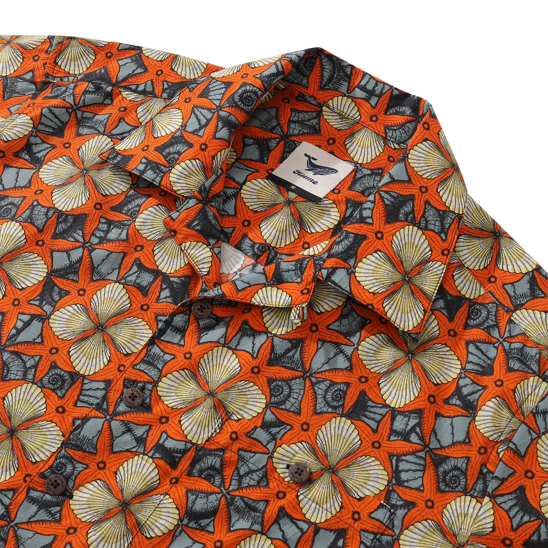 Vintage Hawaiian Coastal Starfish and Shells Camp Shirt