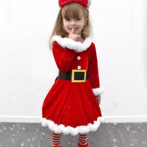 Baby Girls Red Christmas Romper with Ruffles and Sequins