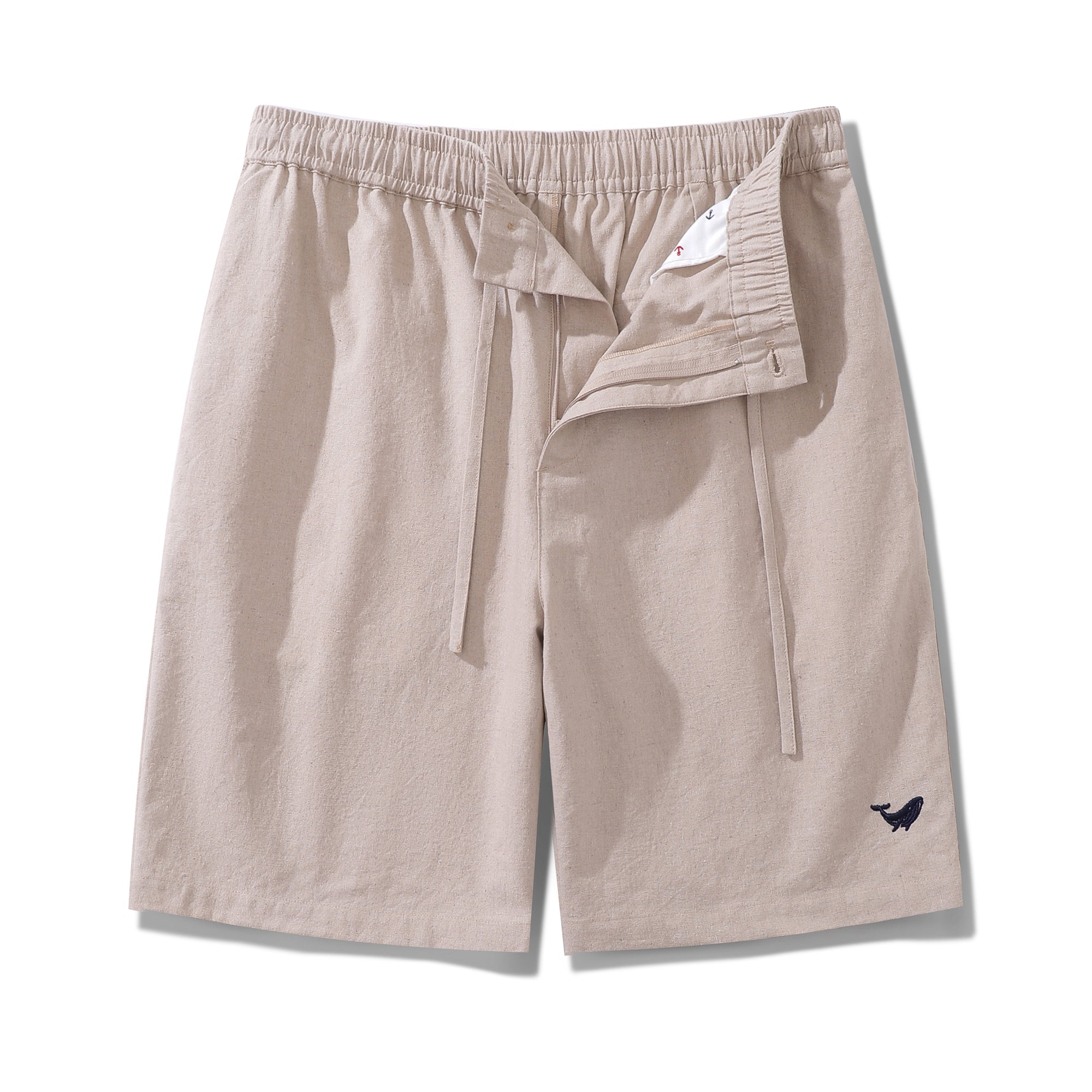 Mid-Rise Straight Bermuda Shorts 8-10 Inch Cotton Linen Blend