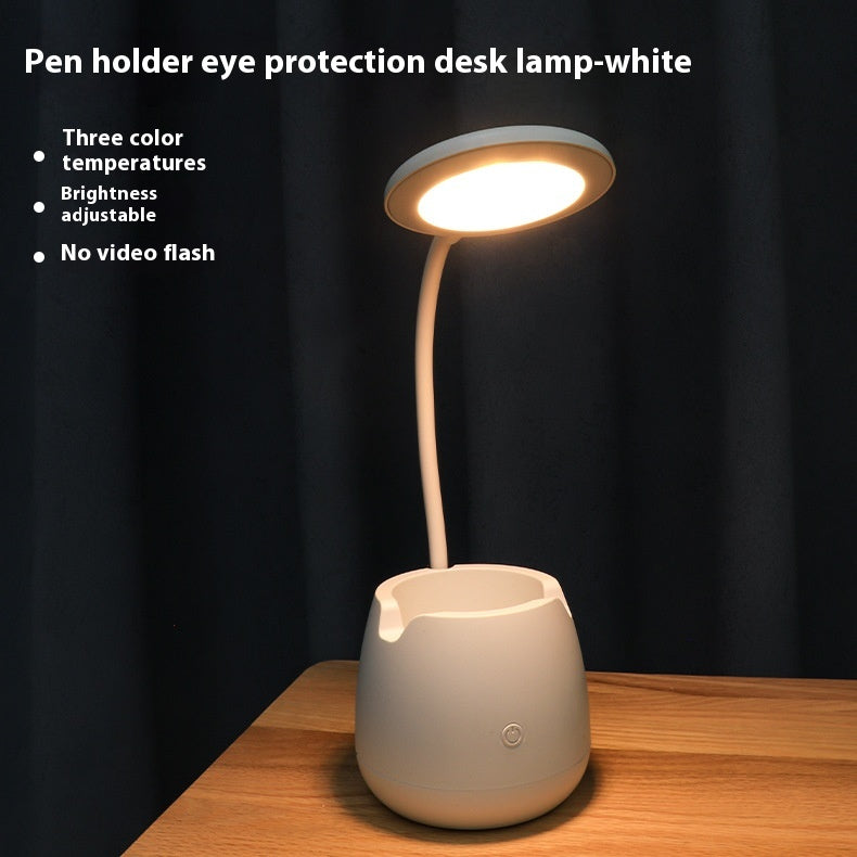 Macaroon LED Desk Lamp with Pen Holder, Eye-Care Study Light