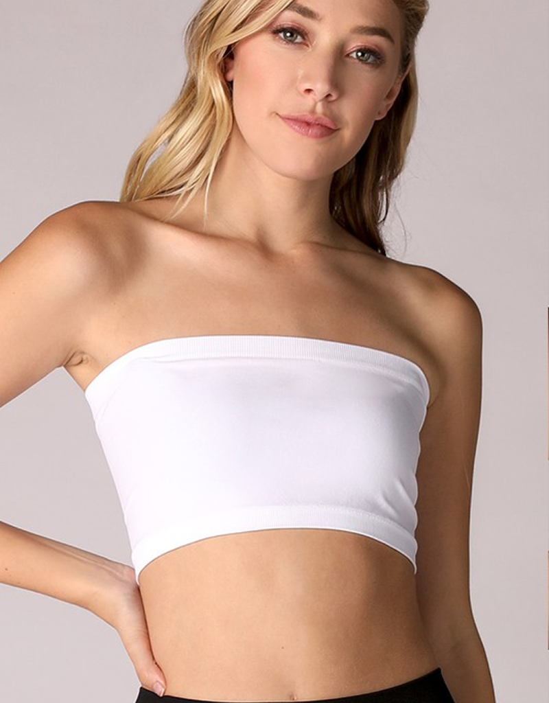 Women's Nylon Blend Bandeau Top Seamless Strapless Basic